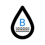Grafika usługi badania wody przedstawia symbol kropli wody, w której znajduje się niebieska litera "B".