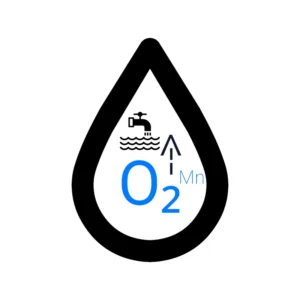 Grafika usługi fizykochemicznego badania wody przedstawia kroplę wody, w której jest napis "O2" i strzałka w górę.