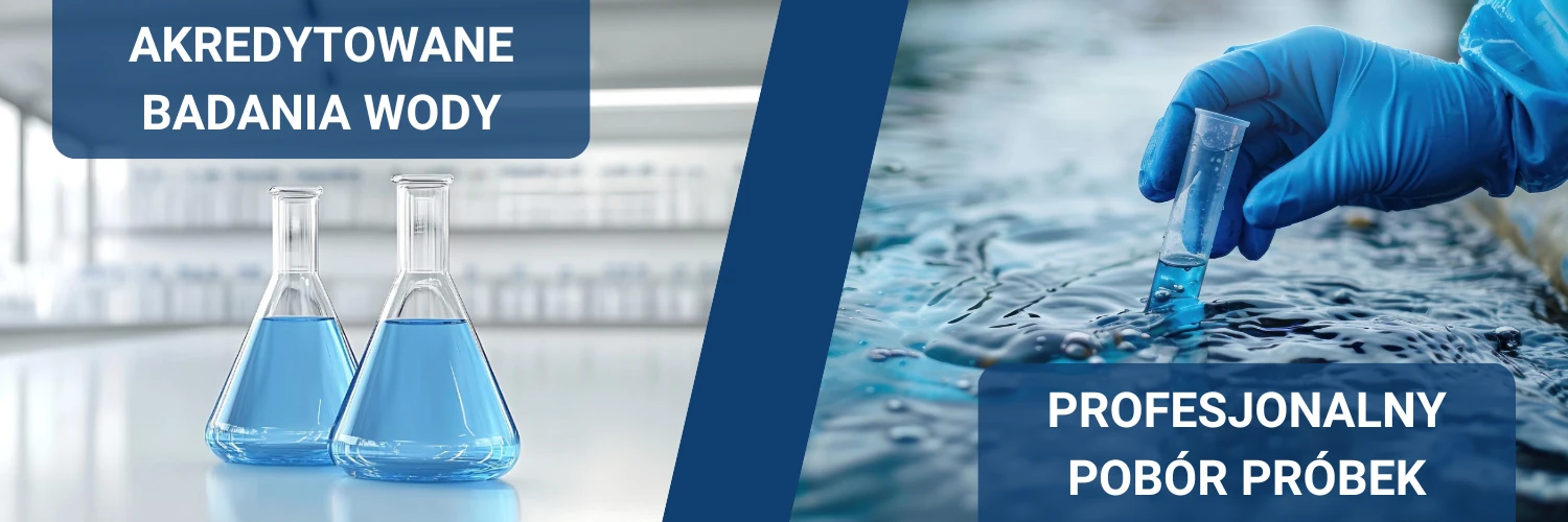 Slider mobile o usłudze akredytowanych badań wody i profesjonalnym poborze próbek wody, przez certyfikowanego próbkobiorcę.