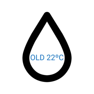 Grafika usługi mikrobiologicznego badania wody przedstawia symbol kropli wody, w której znajduje się napis "OLD 22°C".