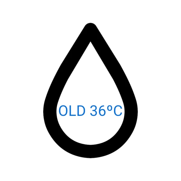 Grafika usługi mikrobiologicznego badania wody przedstawia symbol kropli wody, w której znajduje się napis "OLD 36°C".